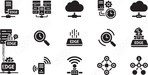 Edge Computing Technology Icons and Symbols for Network Connection