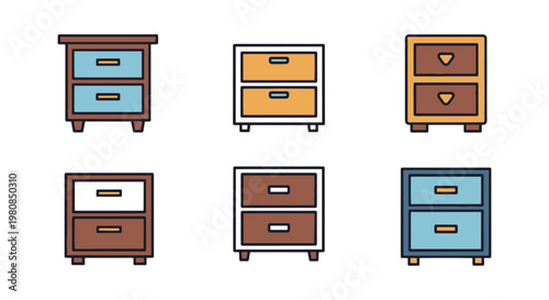 Drawer Cabinet Line art vector creative colorful pattern illustration