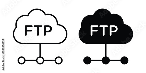 FTP icon set vector symbol in black filled and stroke style