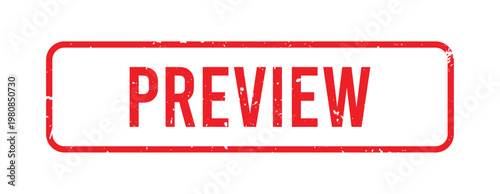 Red Preview Stamp with Distressed Texture and Rounded Border for Sample Label in Vintage Grunge Style
