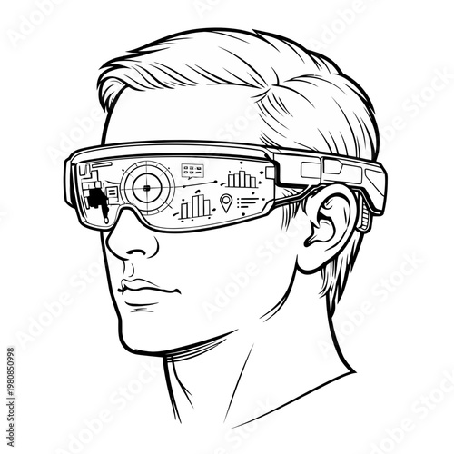 futuristic holographic glasses icon for augmented reality technology and innovation