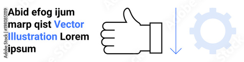 Business operations, efficiency, workflow, approval, settings, system management. Thumbs-up icon, gear and arrow. Workflow and business operations concepts visually