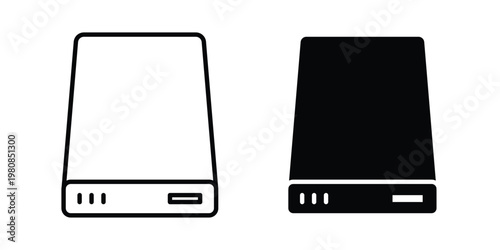 Hard Disk icon set vector symbol in black filled and stroke style