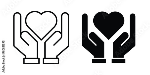 Heart Health icon set vector symbol in black filled and stroke style