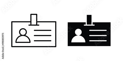 ID badge icon set vector symbol in black filled and stroke style
