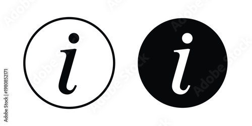 Info icon set vector symbol in black filled and stroke style