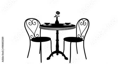 Outdoor Café Vector – Bistro Table & Chair Silhouettes