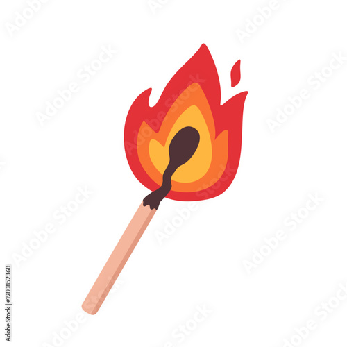 Matchstick Igniting A Captivating Flame in Vector Illustration Style