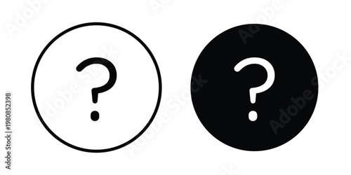 Interrogation icon set vector symbol in black filled and stroke style
