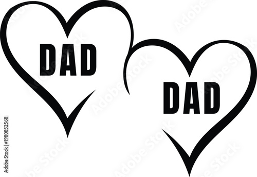 Two interlocking hearts with 'dad' inscription