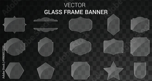 Vector glass frames and banners set with graphic resource