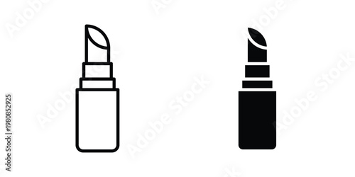 Lipstick icon set vector symbol in black filled and stroke style