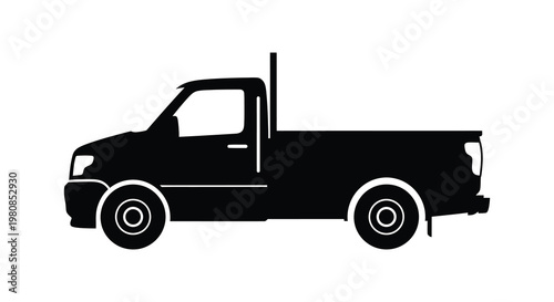Simple black silhouette of a pickup truck side view automotive design silhouette