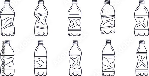 Crushed plastic water bottle outlines for ecology