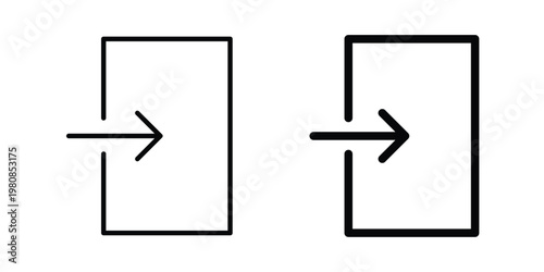 Log out icon set vector symbol in black filled and stroke style