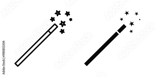 Magic wand icon set vector symbol in black filled and stroke style