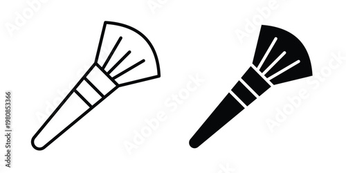 Makeup brush icon set vector symbol in black filled and stroke style