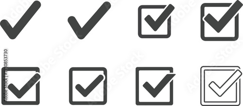 Gray Rounded Check Mark Icon Pack for Digital User Interfaces