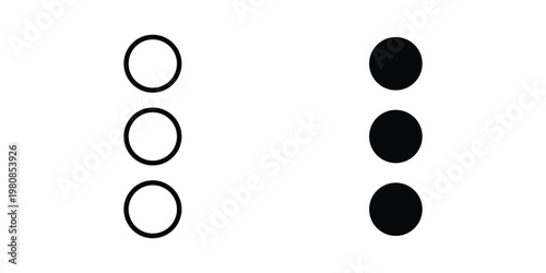 Menu dots icon set vector symbol in black filled and stroke style