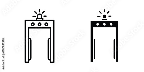 Metal detector icon set vector symbol in black filled and stroke style