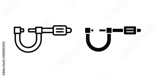 Micrometer icon set vector symbol in black filled and stroke style