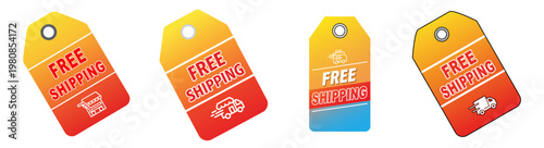 Free Shipping Tags Collection Online Shopping Promotion E commerce Discount Labels Delivery Offer Icons Retail Sales Tags