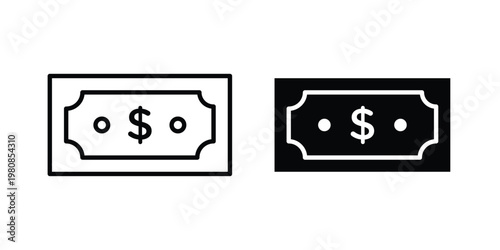 Money icon set vector symbol in black filled and stroke style