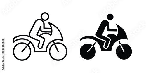 Motorcycle icon set vector symbol in black filled and stroke style