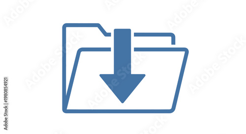 A minimalist icon of a folder with a downward arrow, representing the action of downloading a file