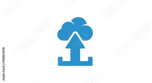 A symbolic image of cloud computing, with a cloud and upload icon
