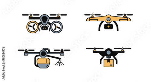 Drone Machine Line art vector minimal abstract design