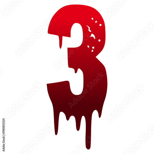 3 number bloody halloween font vector graphics