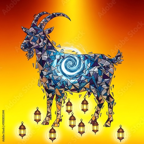 Abstract eid al adha mubarak islamic festival