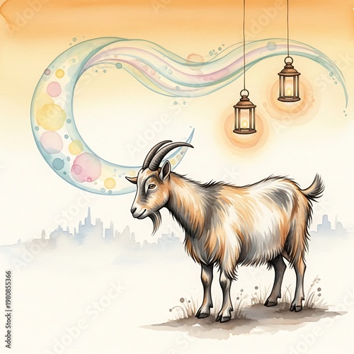 Abstract eid al adha mubarak islamic festival