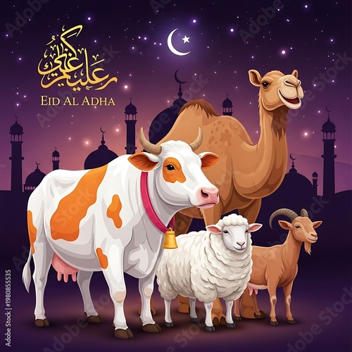 Abstract eid al adha mubarak islamic festival