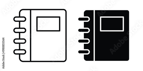 Notebook icon set vector symbol in black filled and stroke style