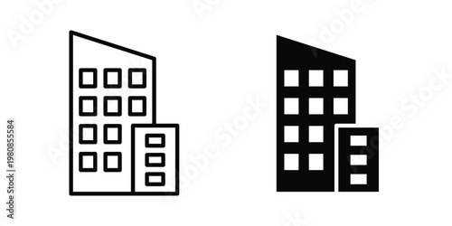 Office Building icon set vector symbol in black filled and stroke style
