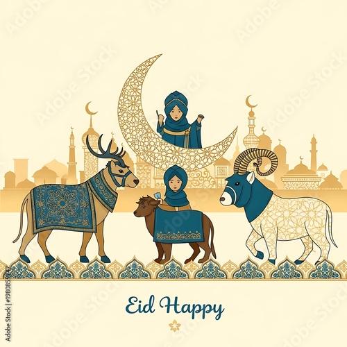 Abstract eid al adha mubarak islamic festival