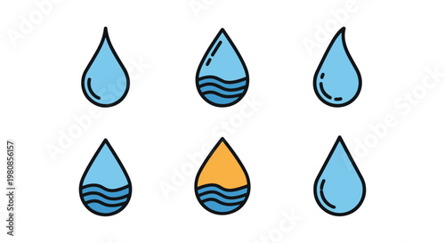 Lake Water Drop Line art clean abstract colorful shapes vector