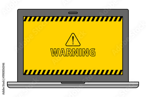 「WARNING」表示のノートパソコン画面 ワンクリック詐欺・架空請求のイメージ