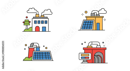 Hydroelectric Plant Line art modern abstract clean illustration