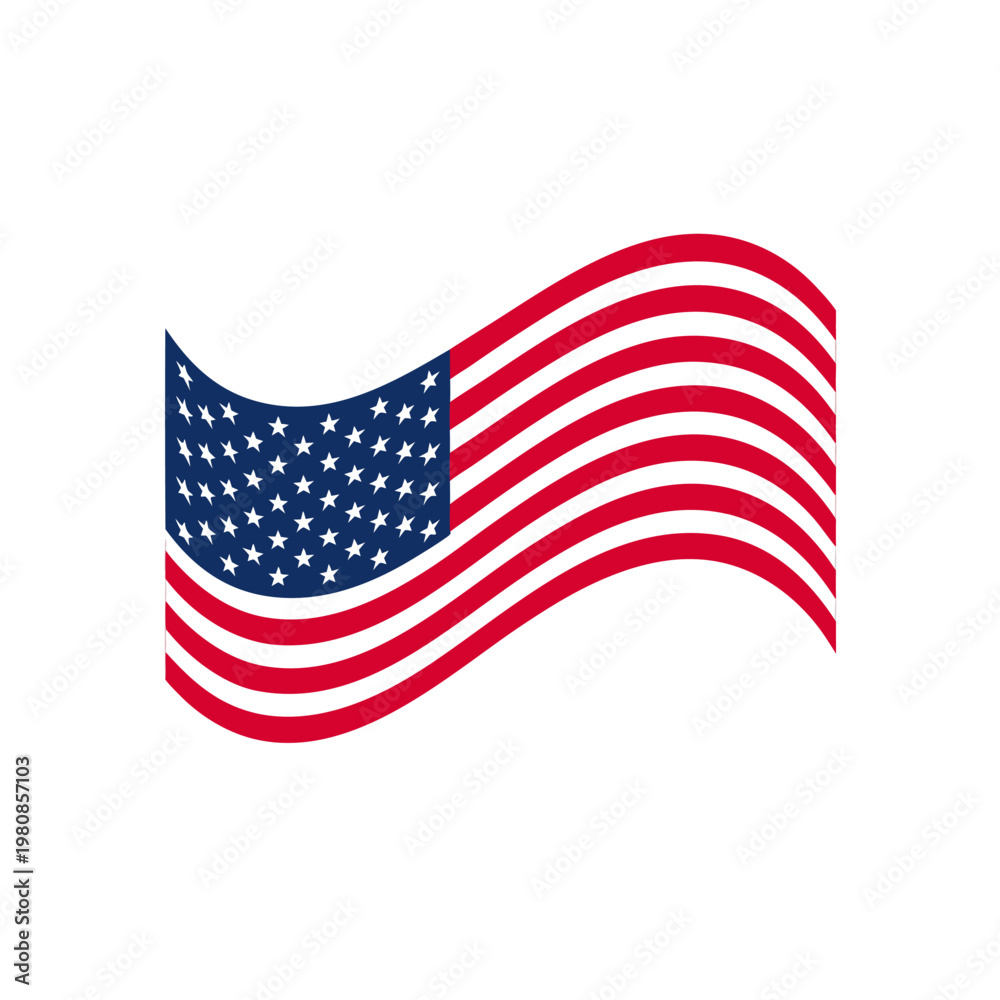 Fototapeta premium American national flag waving vector, dynamic USA banner design with flowing waves symbolizing freedom and pride.