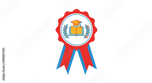 An illustration of a scholarly achievement award with ribbons and academic insignia
