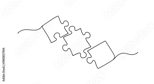 Three interlocking puzzle pieces forming a continuous shape with smooth curves isolated on transparent background, Vector