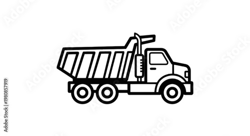 A dump truck with its bed raised for loading or unloading materials. isolated on transparent background, Vector