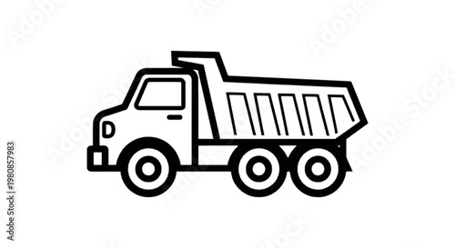 Simple illustration of a dump truck with an open cargo bed isolated on transparent background, Vector