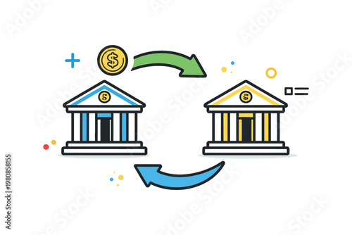 Illustration of financial transaction between two institutions