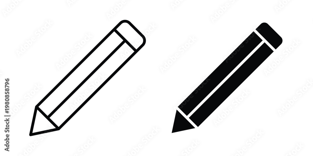 Fototapeta premium Pencil icon set vector symbol in black filled and stroke style
