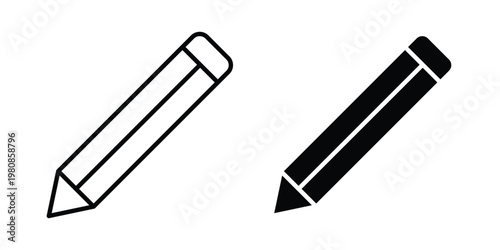 Pencil icon set vector symbol in black filled and stroke style