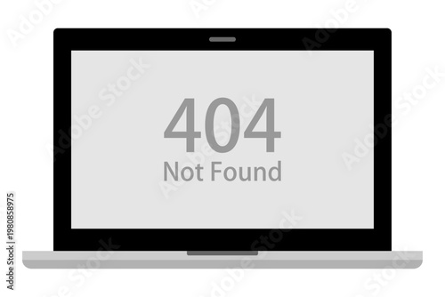404 Not Found エラーページ表示のパソコンイラスト シンプルなWebエラー画面 16:9 ビジネス素材